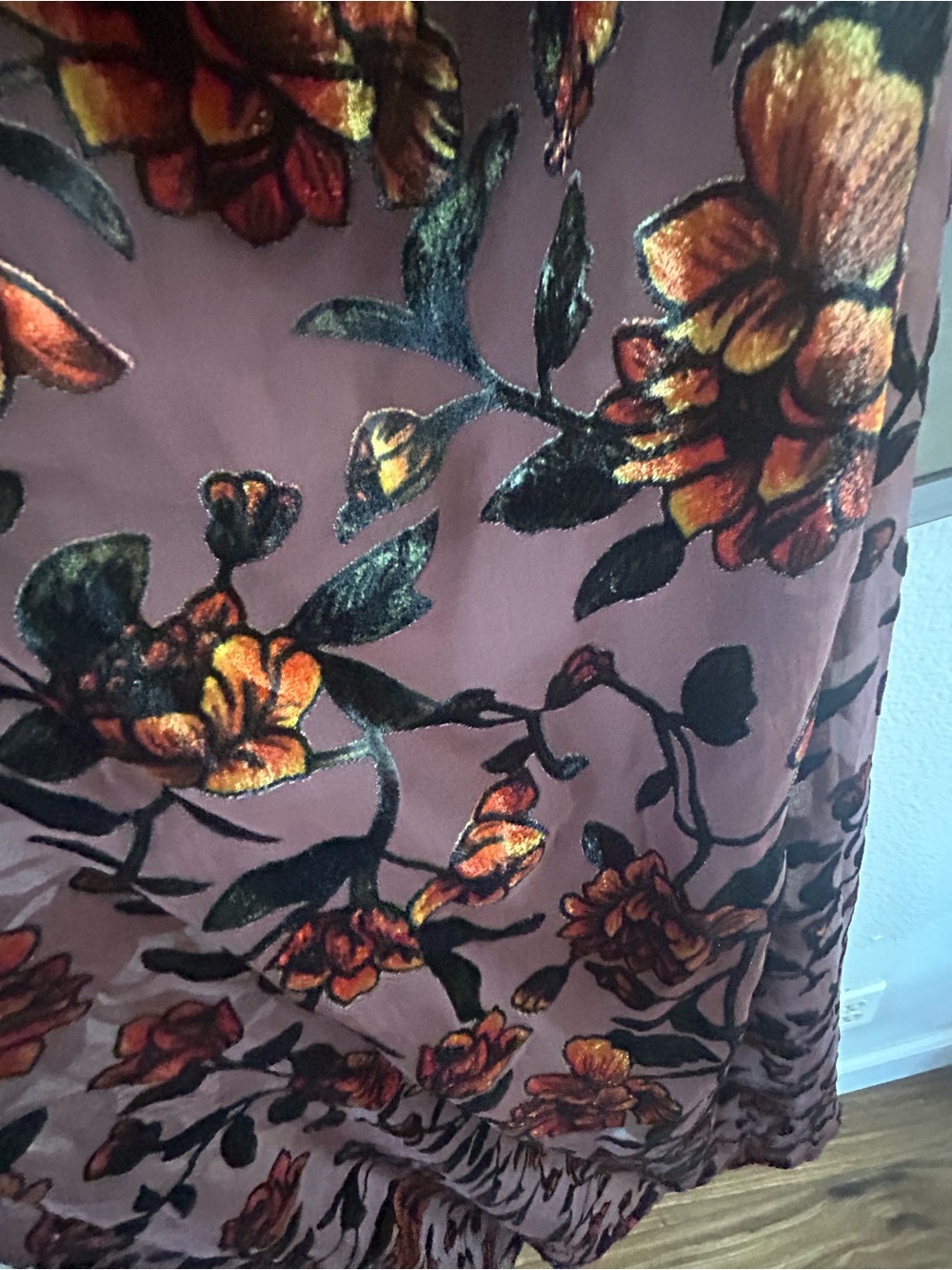 NWT Lulus Romance in the Making Plum Purple Floral Print Velvet Maxi Dress - Picture 11 of 15
